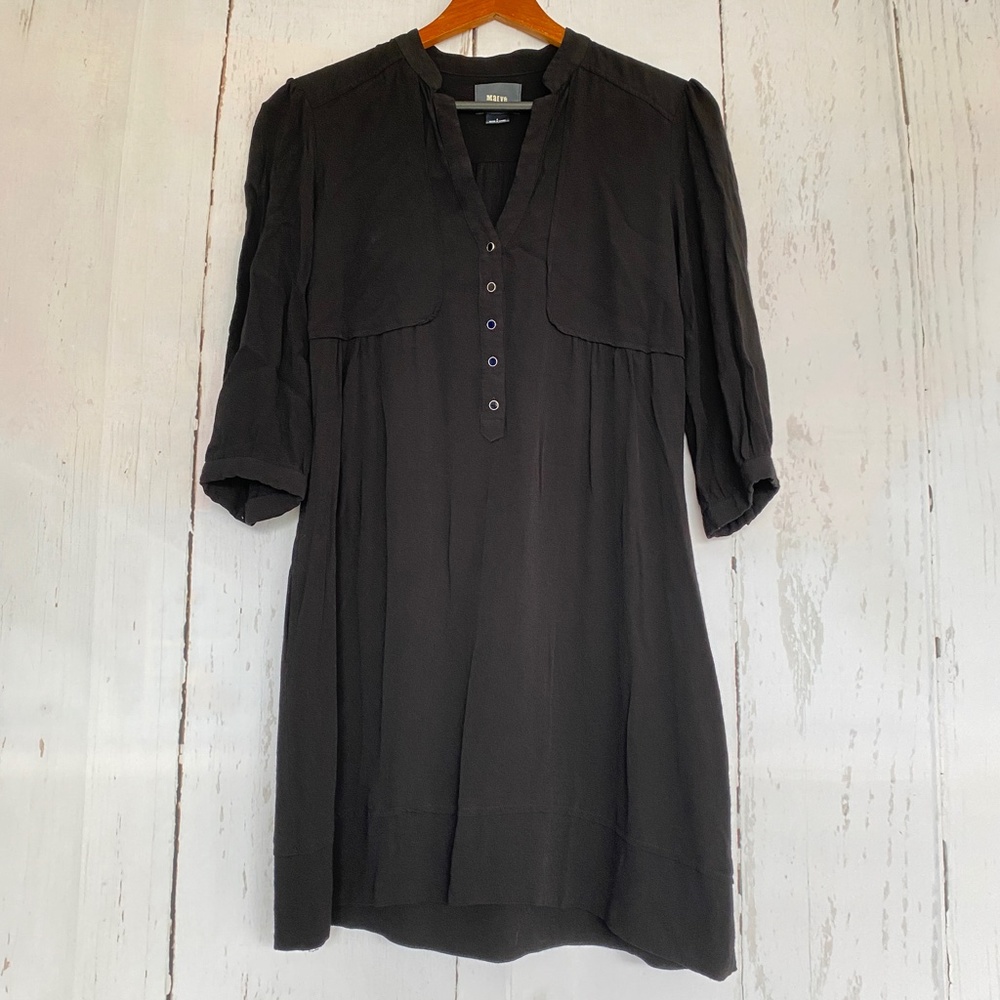 MAEVE ANTHROPOLOGY Taryn Crepe Shift Dress Black 4 - Picture 2 of 9